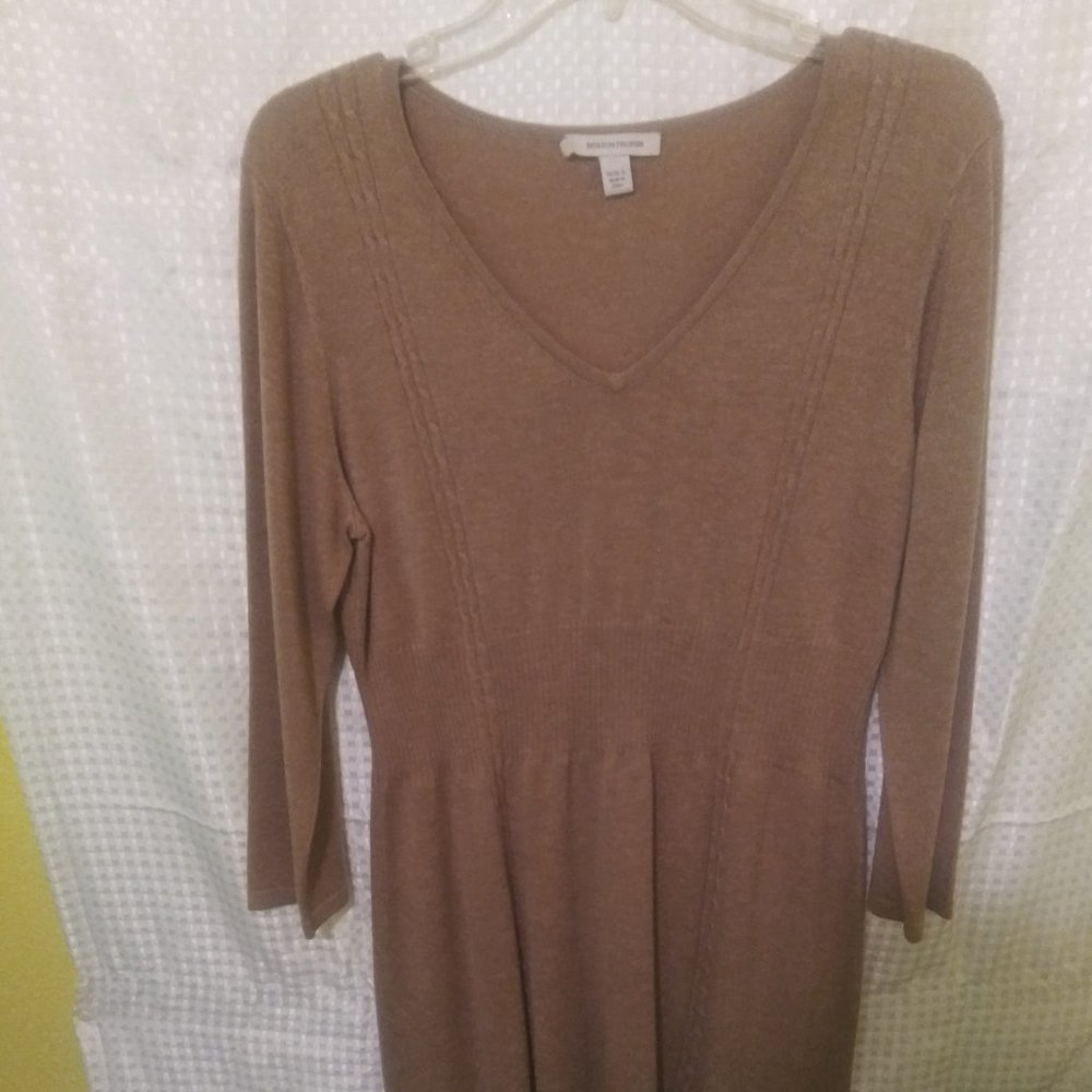 Boston Proper, Women's Midi Dress, Tan, size L